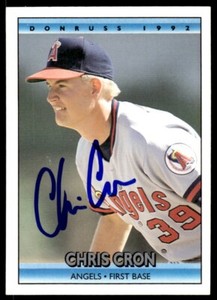 1992 Donruss Baseball Chris Cron Auto Los Angeles Angels #698 Signed