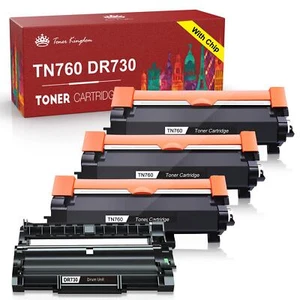 TN760 Toner DR730 Drum Unit Compatible For Brother MFC-L2710DW MFC-L2750DW Lot - Picture 1 of 17