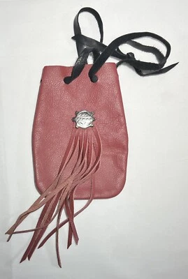 Vintage Burgundy Genuine Leather Pouch - New, Never Used - Imagem 1 de 2