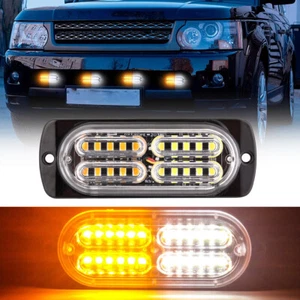 1X White Amber LED Surface Mount Strobe Flashing Lights Kit Emergency Warning - Bild 1 von 12
