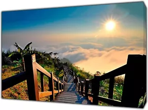 Sunset Stairs Landscape  Picture Print On Framed Canvas wall Art Home Decor - Picture 1 of 6