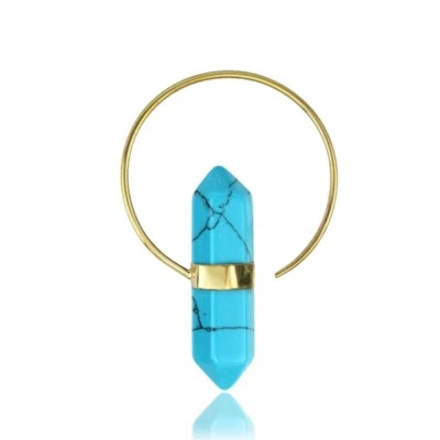 ПАРА ЛАТУННЫХ 16G СЕРЬГИ ИСКУССТВЕННАЯ БИРЮЗА КРИСТАЛЛ УХА TRIBAL ПРОБКИ ДАТЧИКИ ОБРУЧИ - Изображение 1 из 3