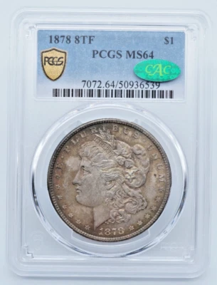 1878 8TF Morgan Silver $1 Dollar PCGS CAC MS64 Toned w Color - U1065 - Image 1 of 4