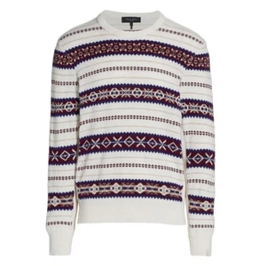 Rag & Bone Mens Wesley Wool  Fair Isle Sweater White Multi Size XL /068 - Picture 1 of 6