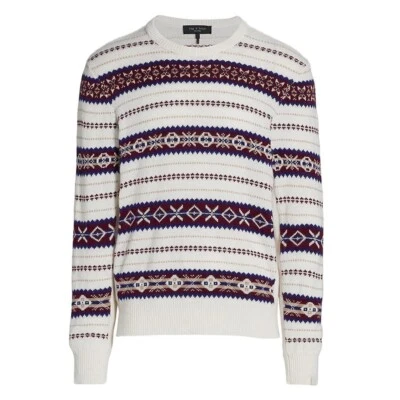 Rag & Bone Mens Wesley Wool  Fair Isle Sweater White Multi Size XL /068 - Image 1 of 4