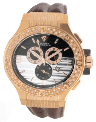 1ct Aqua Master Men's Rose Gold Case Silver Dial Diamond Bezel Watch W206 - Image 1 of 2