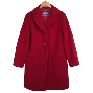 Burberrys of London Blue Label Red Pockets Velvet Wool Long Coat 40 Fit M - Picture 1 of 10