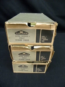 NOS 3 Boxes (36) Carter's Extra Service Black Felt Stamp Pads Size 1 #1081 48 ct - Picture 1 of 9