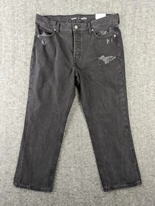 Old Navy Jeans Womens Size 14 Black Denim Distressed Straight Leg Pants - Picture 1 of 14