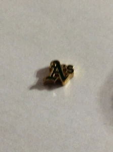 Authentic Origami Owl Floating Charm Gold And Green A's team Charm - Picture 1 of 4