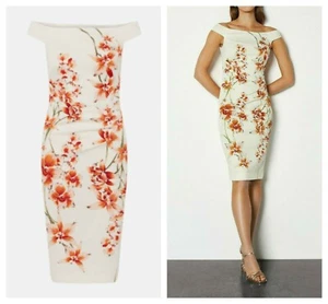 Karen Millen Orchid Print Floral Cocktail Pencil Midi Party Dress UK 6 to 16 NEW - Picture 1 of 5