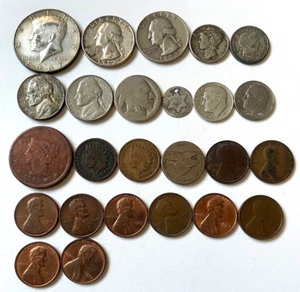 USA MÜNZEN x 25. Teils Silber, 1842-1973 - Bild 1 von 2