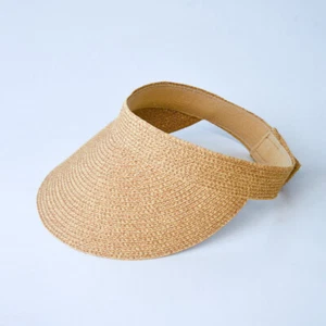 Wide Brim Straw Visor Hat Women's Chapeau UV Protection Adjustable Beach Sun Cap - Picture 1 of 17