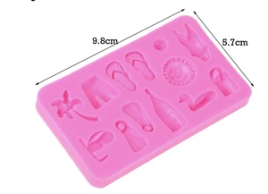 BEACH THEME MOLD, Cake Decoration, Fondant Mold, Flip Flops, Swimsuit Palm Tree - Picture 1 of 2