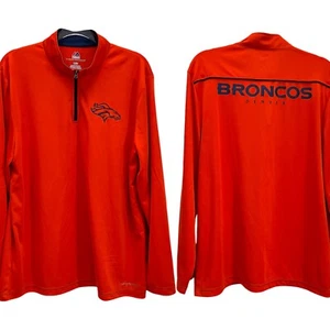 NFL Denver Broncos Orange Majestic Thermabase 1/4 Zip Pullover Football Size L - Picture 1 of 11