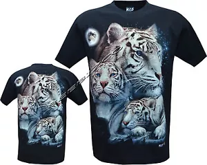 T-shirt nuova siberiana bianca tigre del Bengala con cuccioli brillano al buio M - XXL - Foto 1 di 3