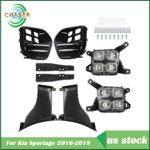 For Kia Sportage 2016-2018 Driver & Passanger LED Clear Bumper Fog Lights Lamps - Picture 1 of 12