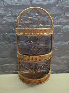 MCM Tiki Korb Wandhalterung Regal/Organizer 60er Vintage Schildpatt Rattan - Bild 1 von 13