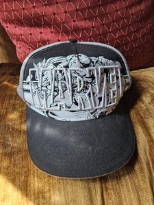 DC Marvel Heroes Black/Gray Snapback Hat OSFM Comic Thor Iron Man Hulk Captain A - Picture 1 of 5
