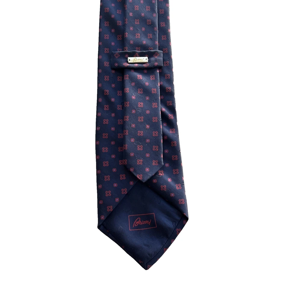 Brioni Necktie Men's Dark Purple/Red Geometric 100% Silk Hand Made In Italy - Image 1 of 4