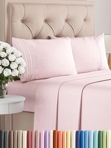 Queen Size 4 Piece Sheet Set - Comfy Breathable & Cooling Bed Sheets Set - Ho... - Picture 1 of 8