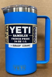 YETI RAMBLER FRENCH PRESS 34 OZ W/ DURASIP CERAMIC (BIG WAVE BLUE) BRAND NEW. - Picture 1 of 4