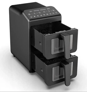 EMtronics 10L Stack Dual Air Fryer Double Basket Large Family Size - Picture 1 of 9