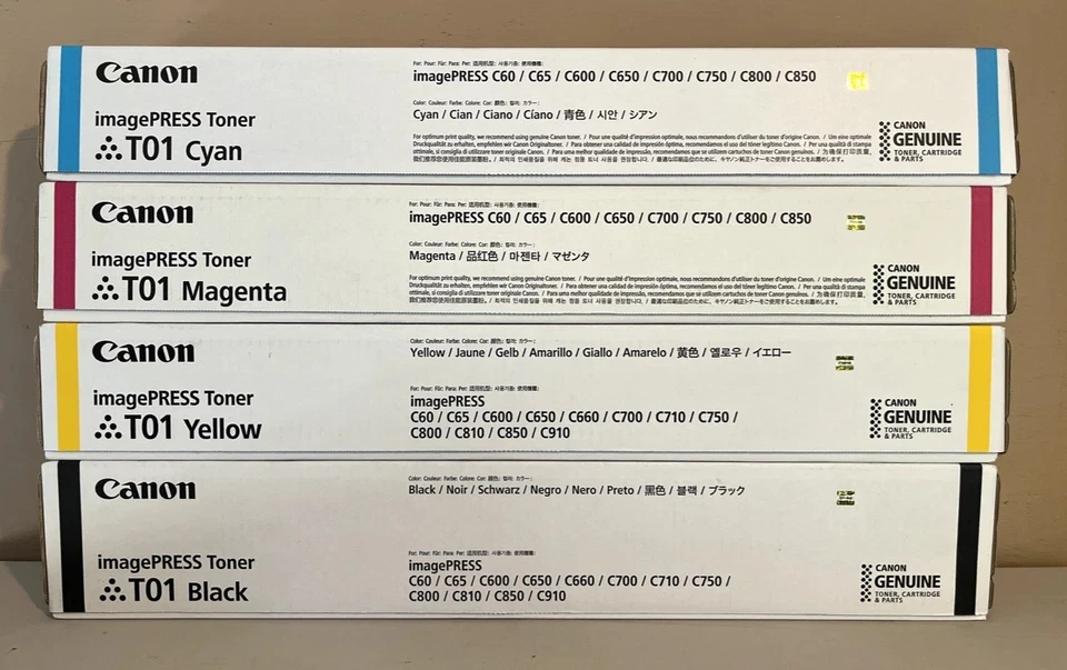 Juego de tóner genuino Canon imagePRESS T01 CMYK nuevas cajas selladas Foto 1 de 1