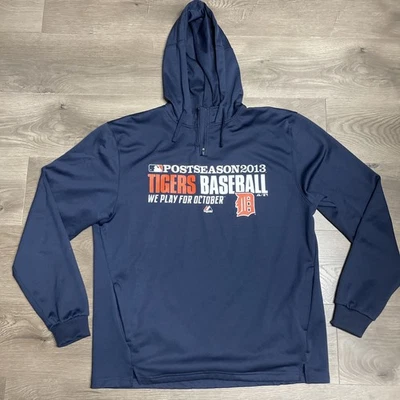 Sudadera con Capucha Azul Detroit Tigers Para Hombres Grande MLB Béisbol Post Temporada 2013 Majestuosa Foto 1 de 4