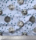 Soimoi Cotton Poplin Fabric Moon & Stars Galaxy Print Fabric By-Io2