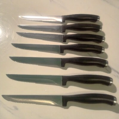 Juego de 7 cuchillos para carne contemporáneos Calphalon hoja completamente forjada de 4 1/2" 8-7/8" Foto 1 de 4