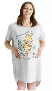 Ladies Winnie the Pooh Maternity Short Sleeved Nightie Nightshirt Nightdress - Picture 1 of 15