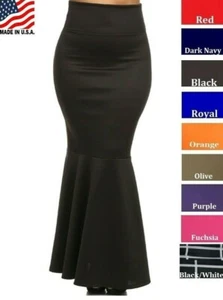 Women's Skirt Mermaid Maxi High Waist Long Form Fitting XL 2XL 3XL - Picture 1 of 17