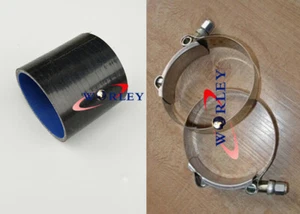 Manguera recta de silicona tubo acoplador tubo 76 mm 3" negro + abrazadera - Imagen 1 de 10