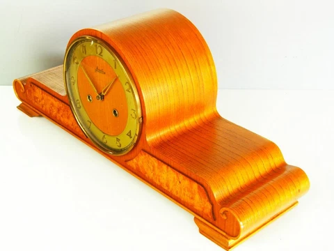JUNGHANS PURE  ART DECO  CHIMING MANTEL CLOCK  BLACK FOREST GERMANY Cover