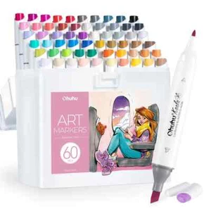 Ohuhu Kaala Dual Tips Alcohol Art Markers- 60 Colors illust - Slim Chisel & Fine - Picture 1 of 10