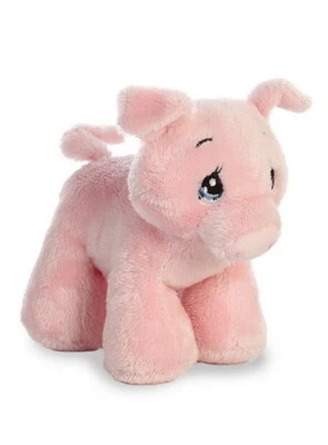 Pelúcia macia tamanho 4,5" Bacon Pig Rattle Precious Moments Aurora brinquedos de pelúcia  - Imagem 1 de 3
