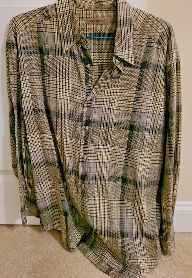 CAMISA AXIST 100% ALGODÓN MANGA LARGA MODA CASUAL HOMBRE NEGRA Y GRIS TEXTURIZADA L Foto 1 de 1