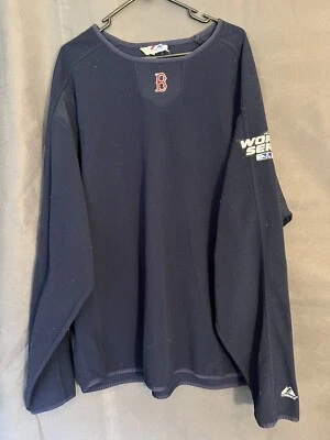 Size 2XL | Majestic | Vintage Mens Boston Red Sox 04 WS Patch Crew Neck Sweater - Image 1 of 4