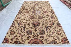 Collector Piece Rug 5x8 ft Afghan Antique Rug, Ivory Handmade Turkish Serapi Rug - Picture 1 of 14