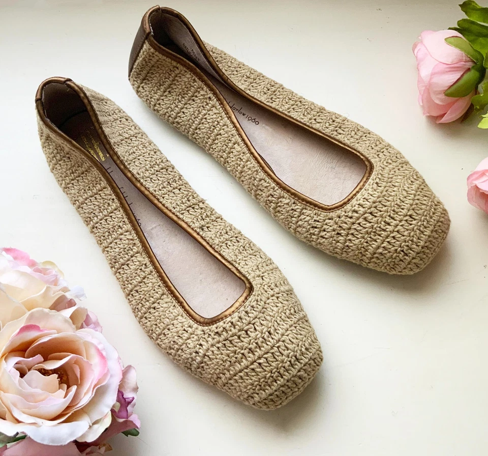 HOUSE OF HARLOW 1960 KELLY Natural and Bronze size 38.5 Flat Shoes Foto 1 de 4