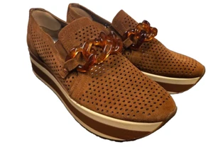 Dolce Vita Women Jhenee Perf Pecan Suede Slip On Platform Sneaker -10 NEW - Picture 1 of 9