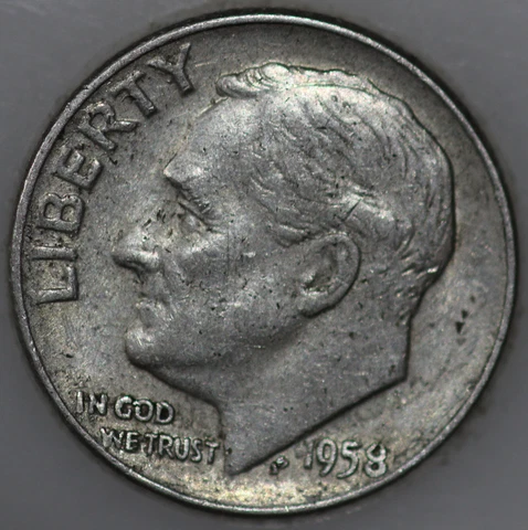 * 1958-D Roosevelt Dime 90% Silver, Popular Collector Coin As Shown Cover