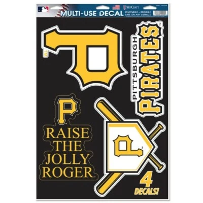 PITTSBURGH PIRATES 4 PIECE MULTI-USE DECALS 11"X17" WINDOWS WALLS LIKE FATHEAD - Image 1 of 2