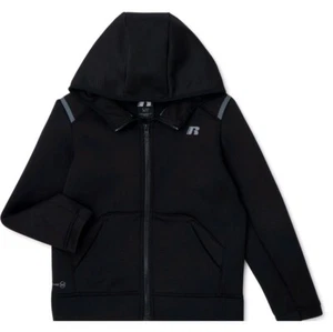 Russell Boys Jacket Sz XS XCH 4-5 Black Full-Zip Hooded Scuba Style Athletic - Picture 1 of 4