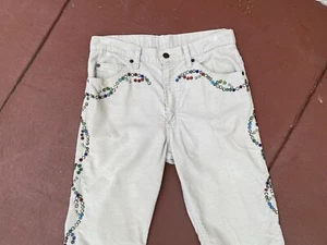 1980s LEVIS 517 RHINESTONE CORDUROY PANT RH VINTAGE Y2K REWORK 31/32 x 32 USA - Picture 1 of 16