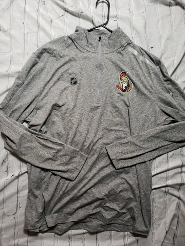 Fanatics NHL Ottawa Senators Grey 1/4 Zip Pullover Sweatshirt Men's Size 2XL Cover