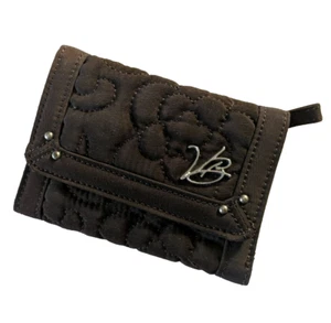 Vera Bradley Brown Wallet Floral Lining Trifold Magnetic Closure Zip Coin Pocket - Picture 1 of 20