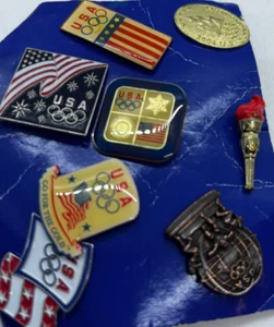 Vintage Olympics Pins lot of 8 2004 usa flag rings flame athens - Picture 1 of 3