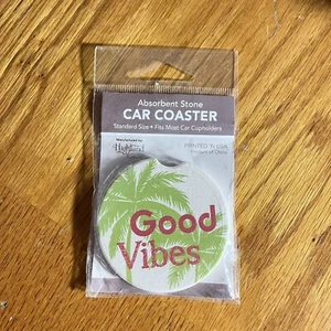 Highland Home Good Vibes Absorbent Stone Car Coaster Palm Trees Hippie - Picture 1 of 1